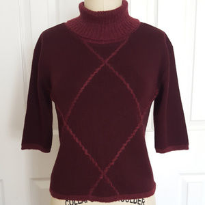 Merino Wool 3/4 Sleeve Turtleneck Sweater SZ S